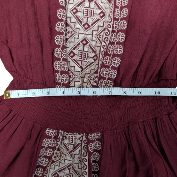 Revolve Tularosa Fiona Off Shoulder Embroidered Burgundy Dress Medium Boho - Picture 10 of 12